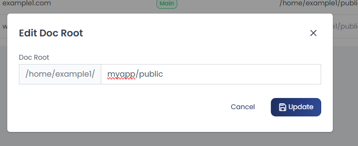 websites document root change