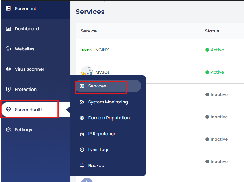 cPGuard X services section